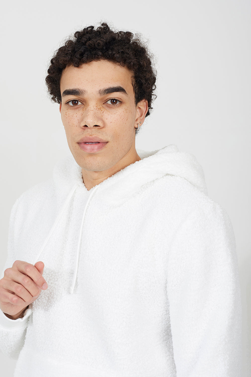 Brave Soul Cream Teddy Fleece Hoodie - Cream Image 4