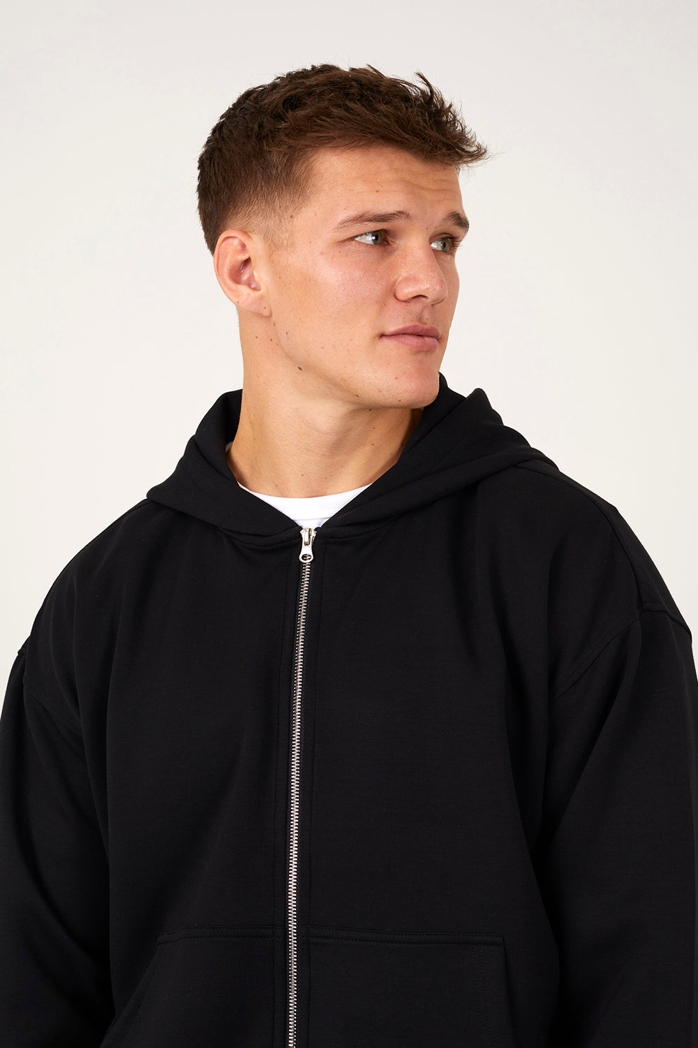 Brave Soul Black Relaxed Fit Zip Through Hoodie - Black Image 4