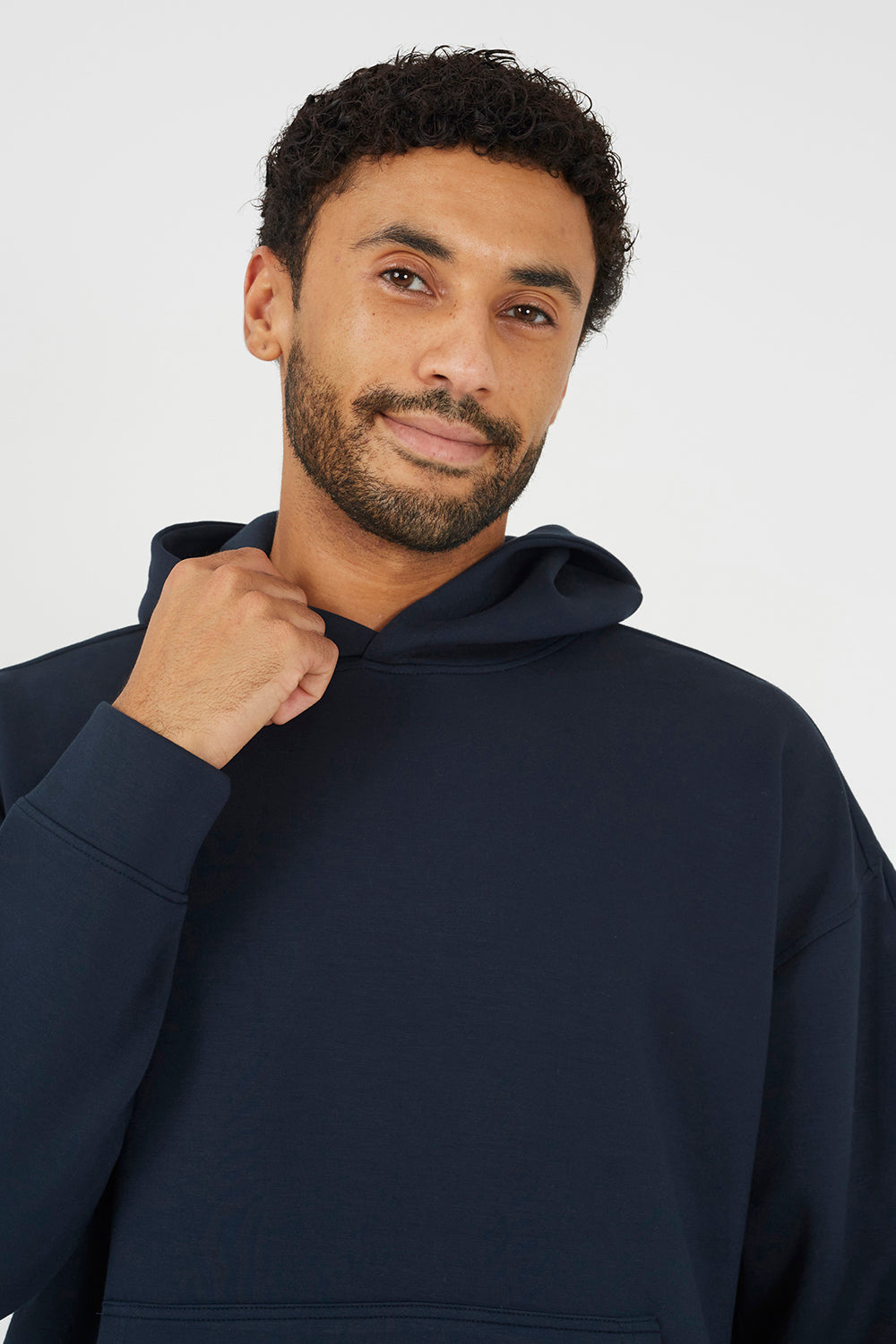 Brave Soul Navy Relaxed Fit Overhead Hoodie - Navy Image 4