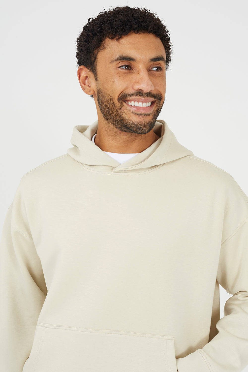 Brave Soul Beige Relaxed Fit Overhead Hoodie - Beige Image 4