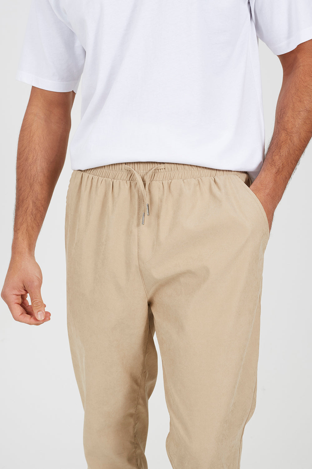 Brave Soul Stone Elasticated Waist Trousers - Stone Image 4