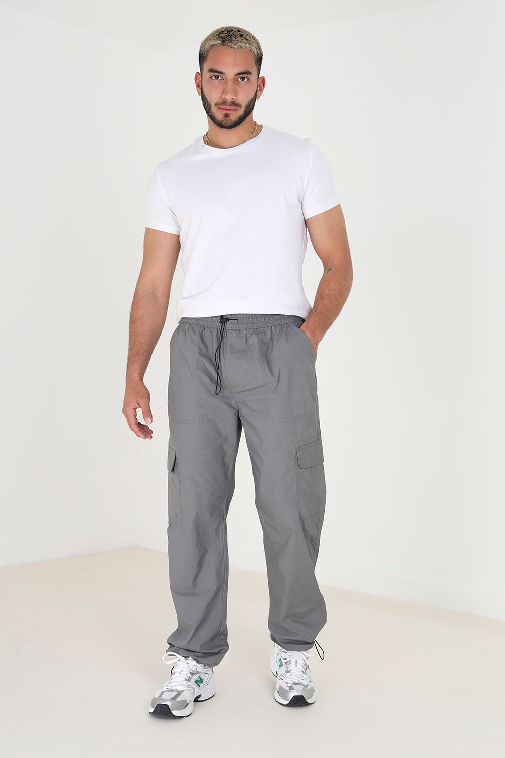 Brave Soul Dark Grey Cotton Poplin Cargo Trousers - Dark Grey Image 3