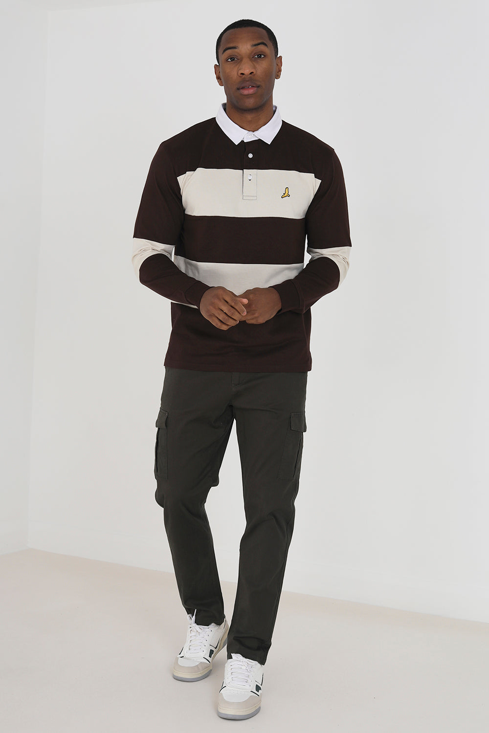 Brave Soul Khaki Cotton Twill Cargo Style Chino Trousers - Khaki Image 3