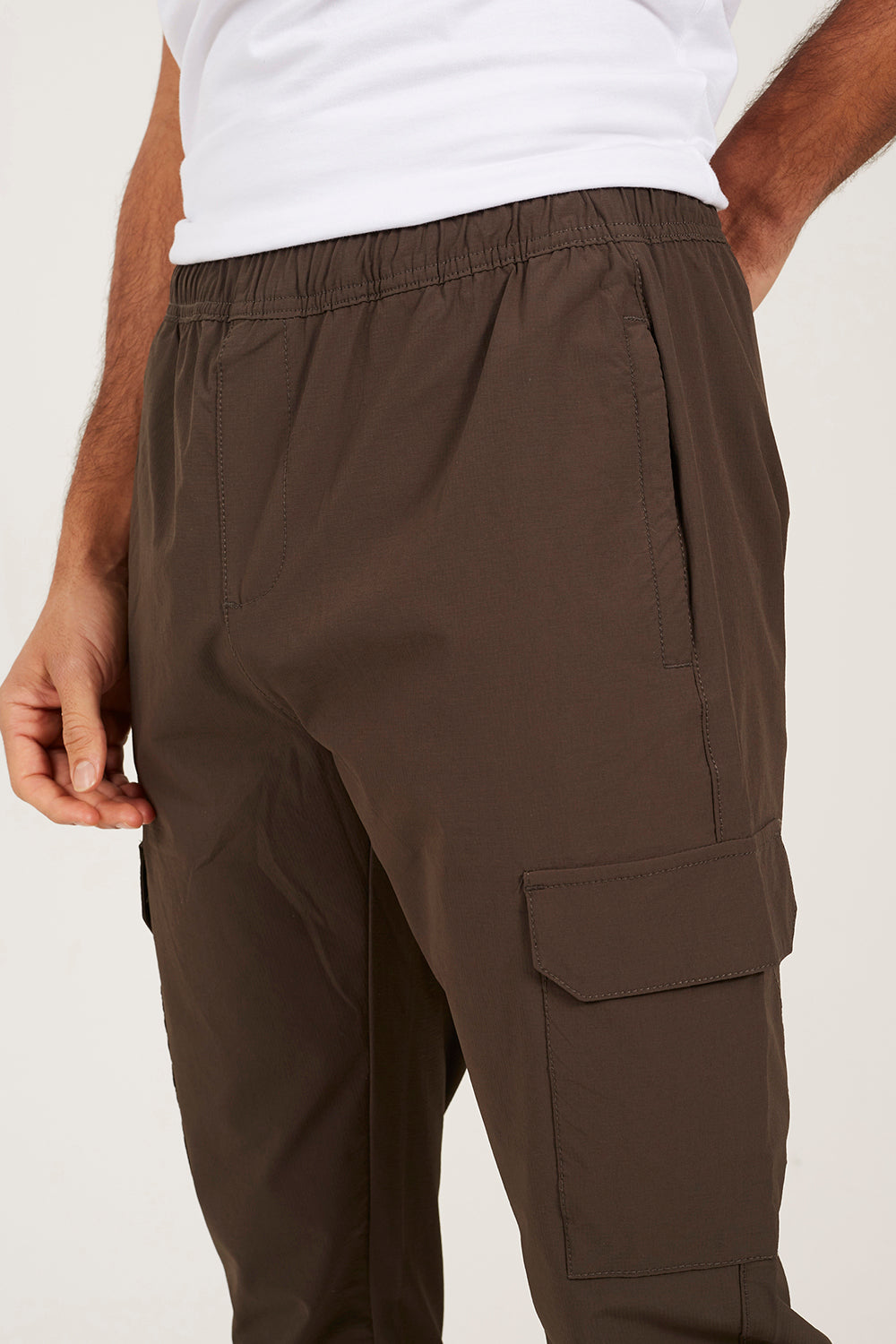 Brave Soul Khaki Slim Fit Cargo Style Trousers - Khaki Image 4