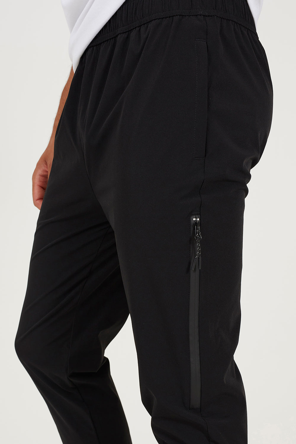 Brave Soul Black Zip Detail Cuffed Trousers With Elasticated Waist - Black Image 4