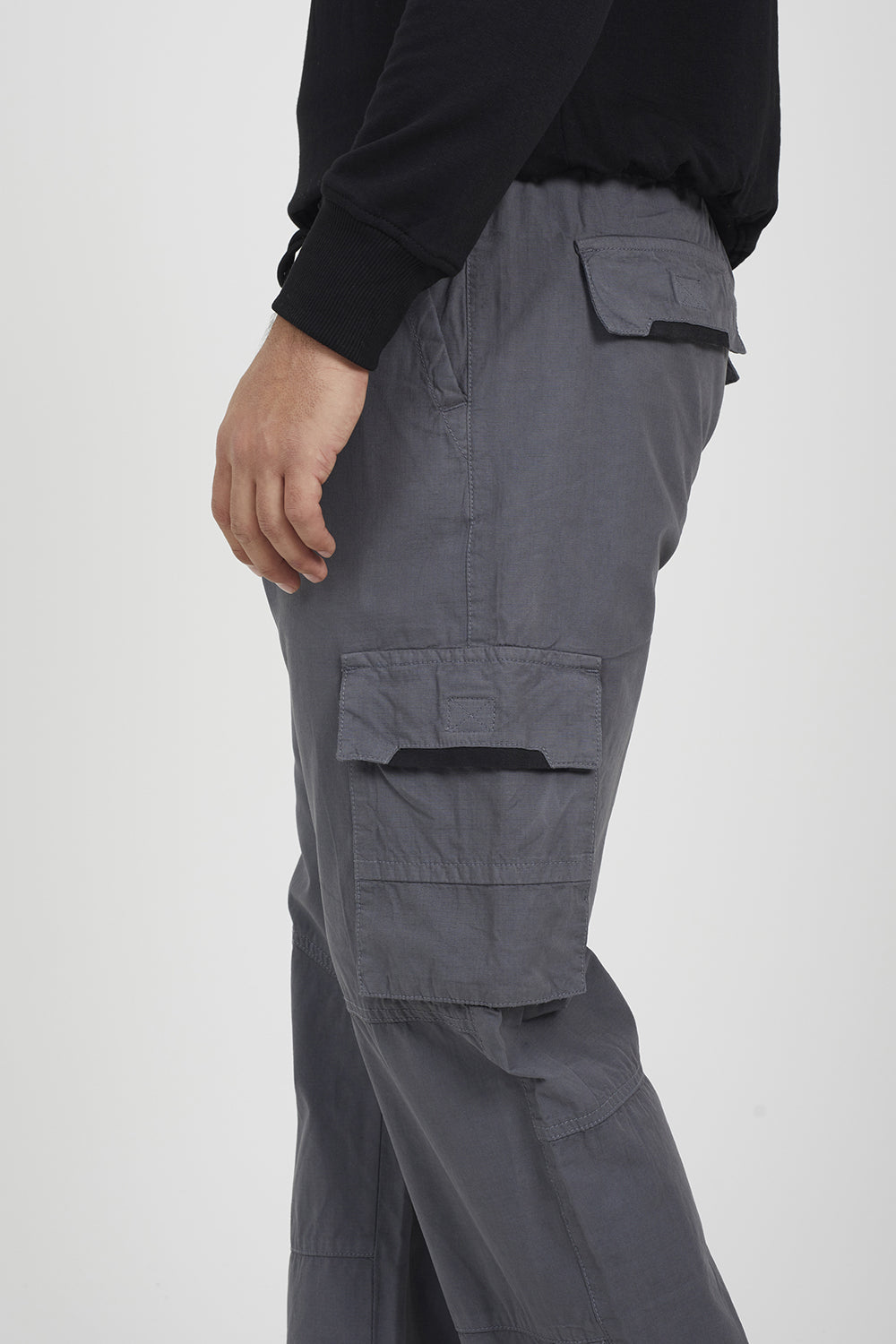 Brave Soul Grey Wide Leg Ripstop Cargo Trousers - Grey Image 4