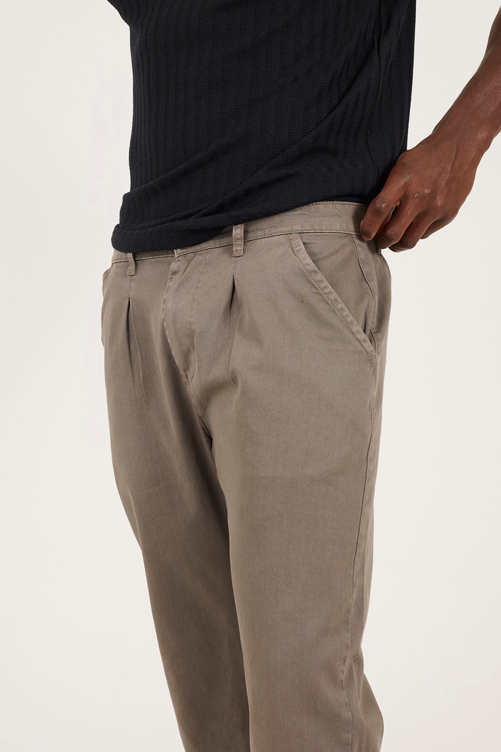 Brave Soul Taupe Wide Leg Cotton Chino Trousers - Taupe Image 4