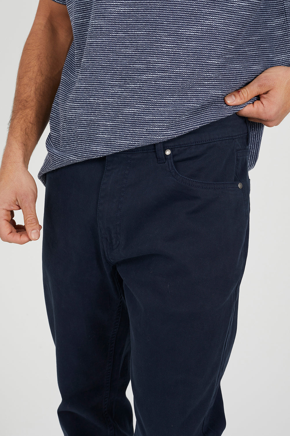Brave Soul Navy Cotton Twill Chino Trousers - Navy Image 4