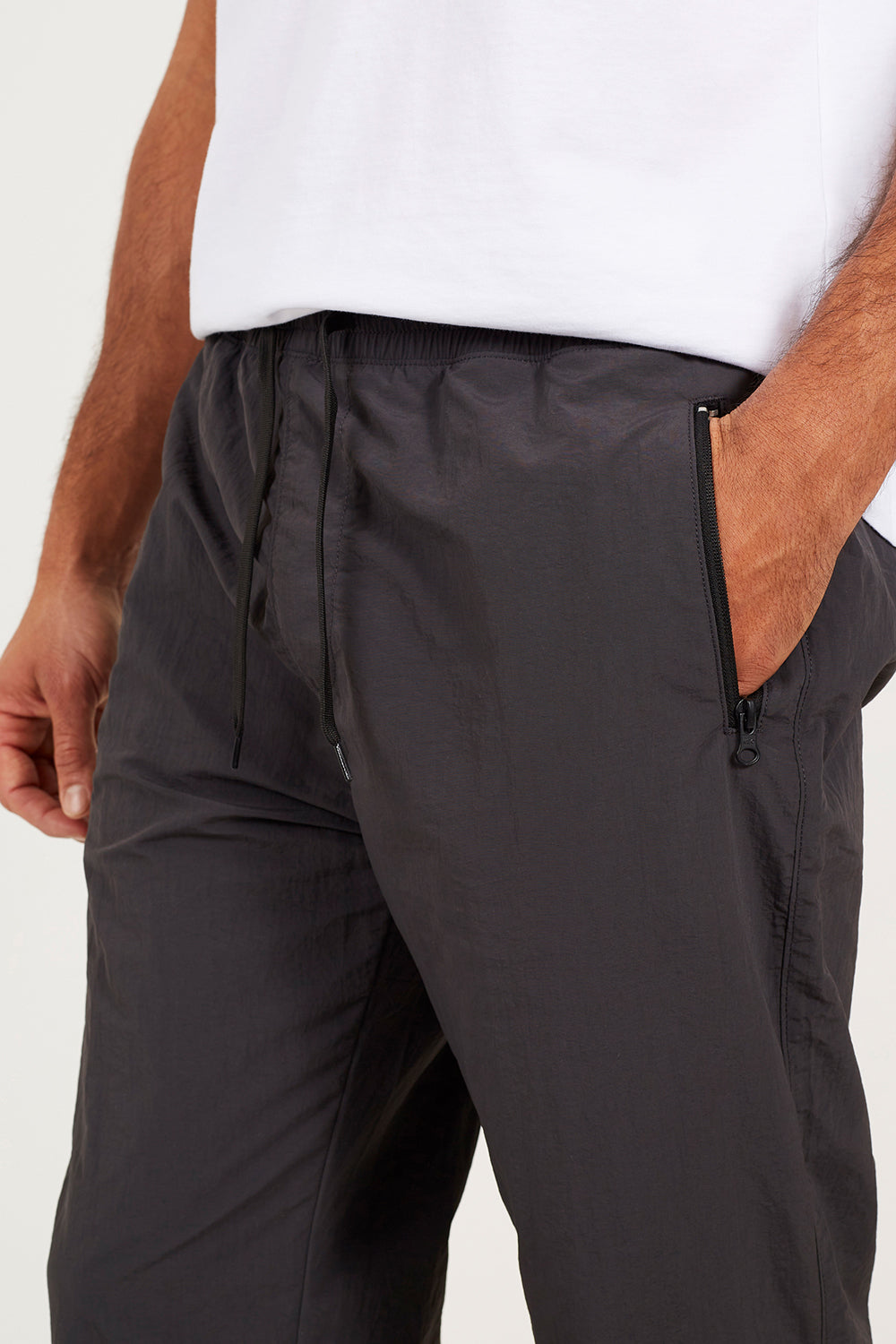 Brave Soul Dark Grey Taslan Loose Fit Cuffed Cargo Trousers - Dark Grey Image 4