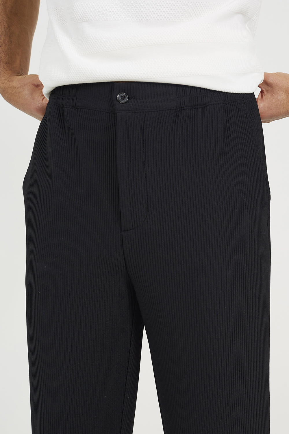 Brave Soul Black Ribbed Trousers - Black Image 4