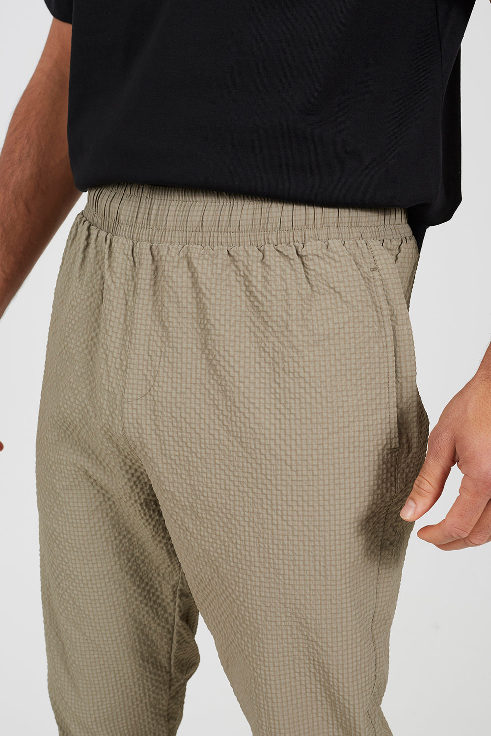 Brave Soul Taupe Slim Leg Seersucker Trousers - Taupe Image 4