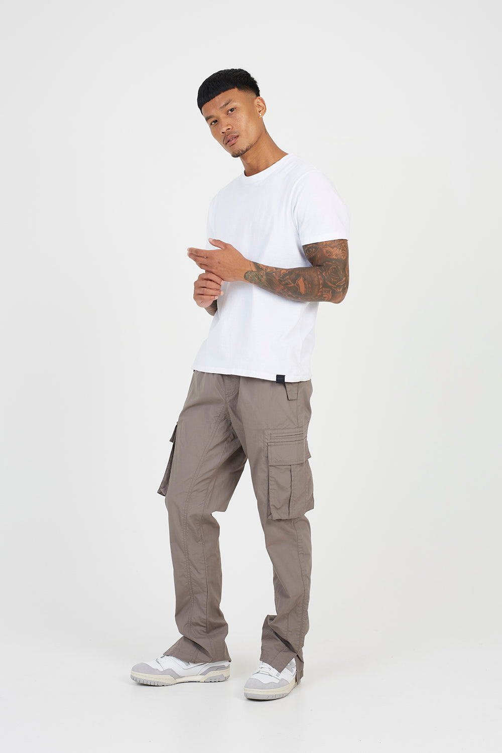 Brave Soul Taupe Cotton Poplin Cargo Trousers - Taupe Image 3