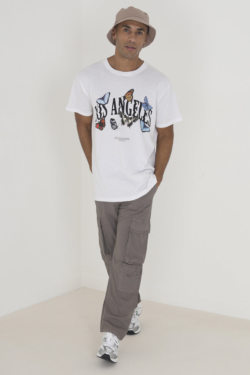 Brave Soul Taupe Cotton Poplin Loose Fit Cargo Trousers - Taupe Image 3