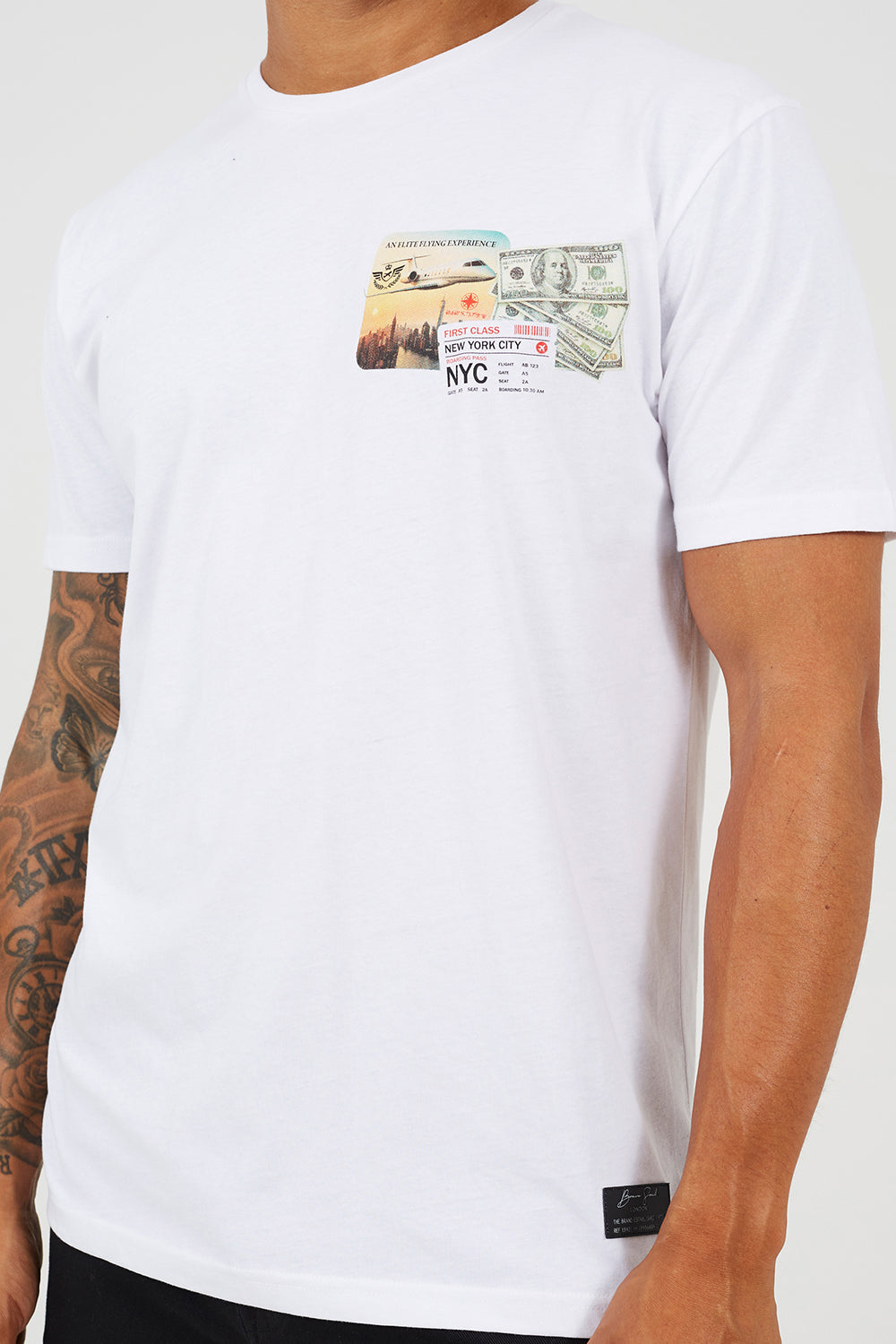 Brave Soul White Cotton Crew Neck Graphic T-Shirt - White Image 4