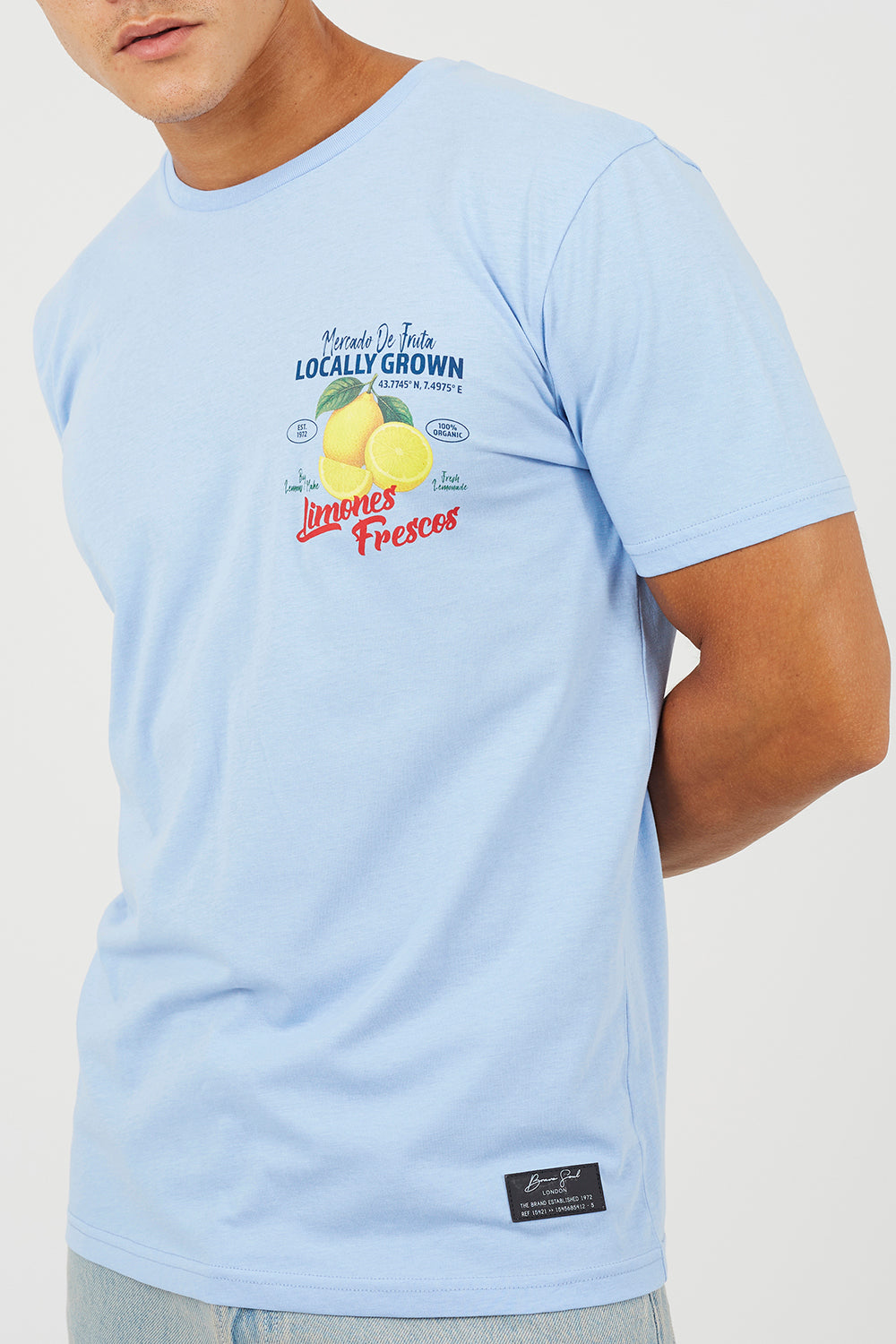 Brave Soul Blue Cotton Crew Neck Graphic T-Shirt - Blue Image 4