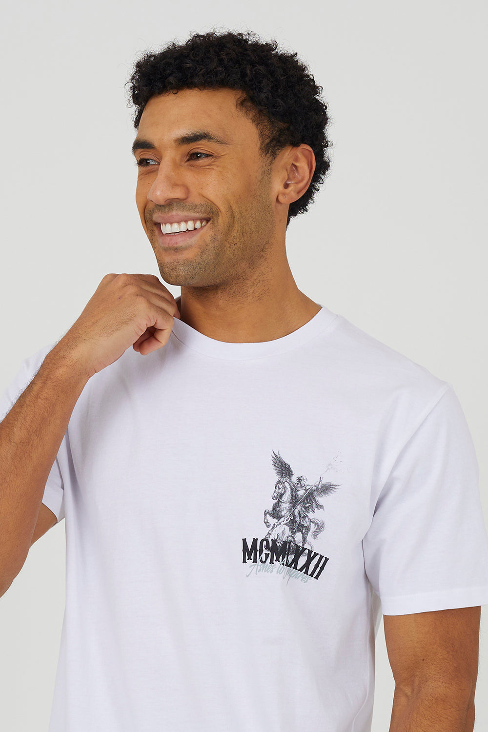 Brave Soul White Cotton Relaxed Fit Graphic T-Shirt - White Image 4