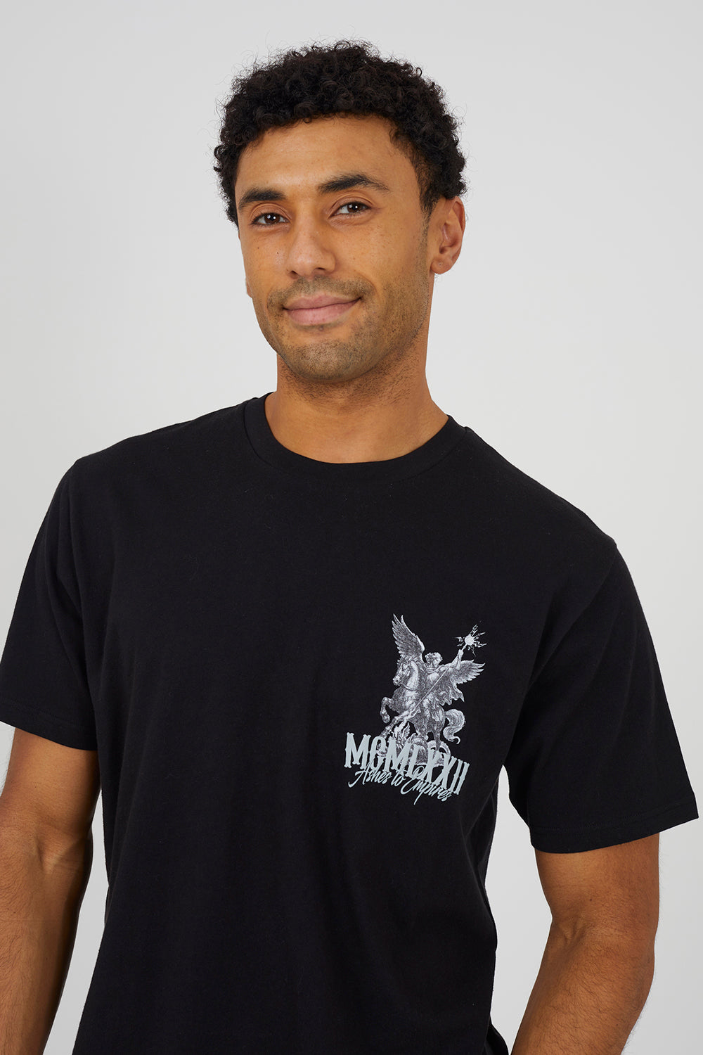 Brave Soul Black Cotton Relaxed Fit Graphic T-Shirt - Black Image 4