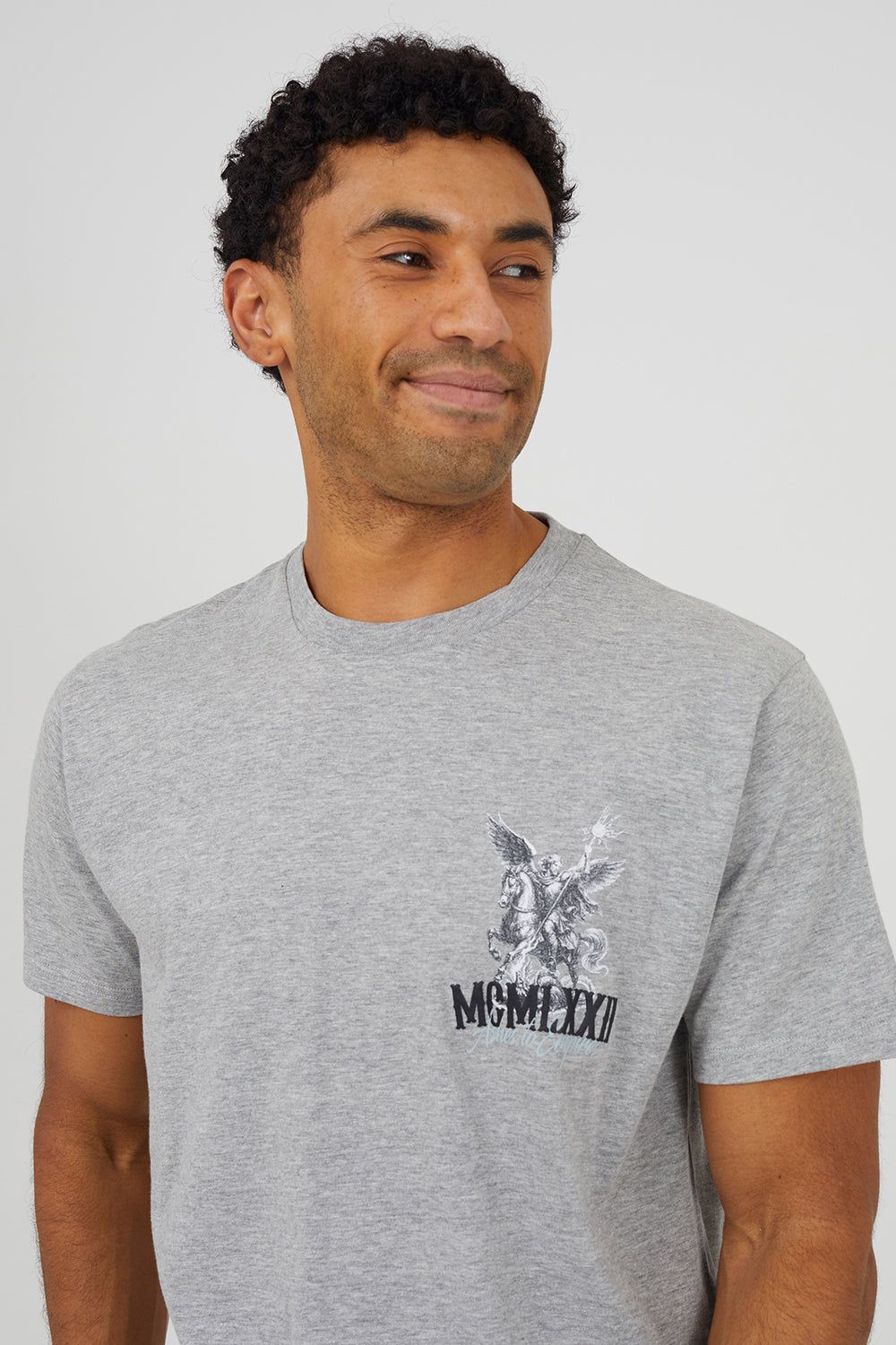 Brave Soul Light Grey Cotton Relaxed Fit Graphic T-Shirt - Light Grey Image 4