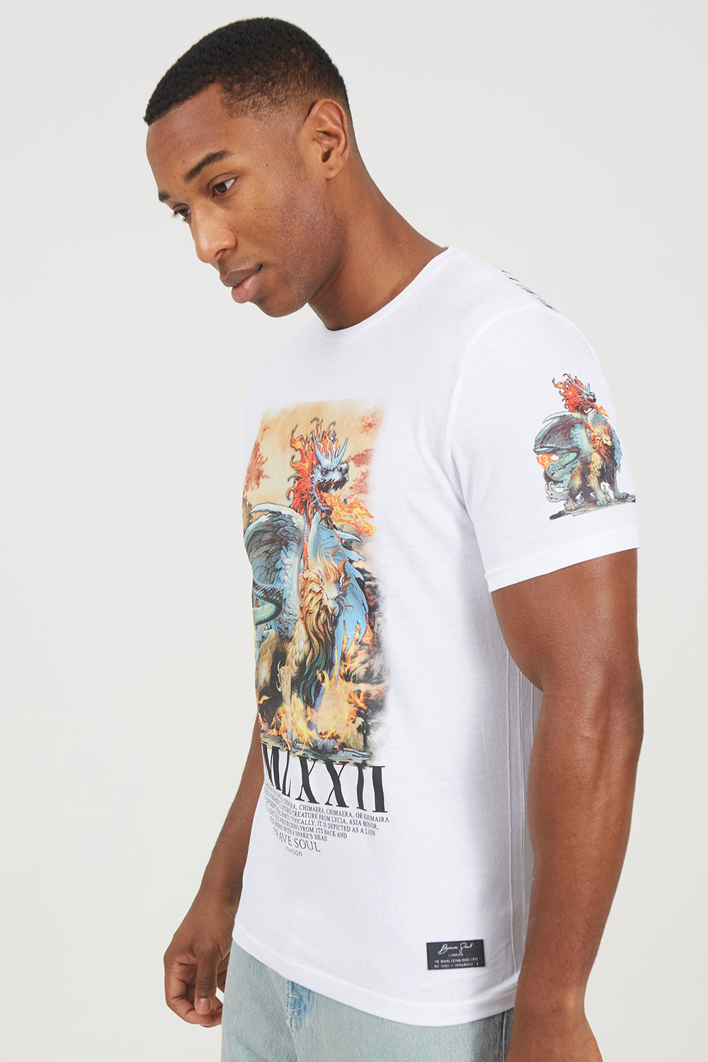 Brave Soul White Cotton Crew Neck Graphic T-Shirt - White Image 4
