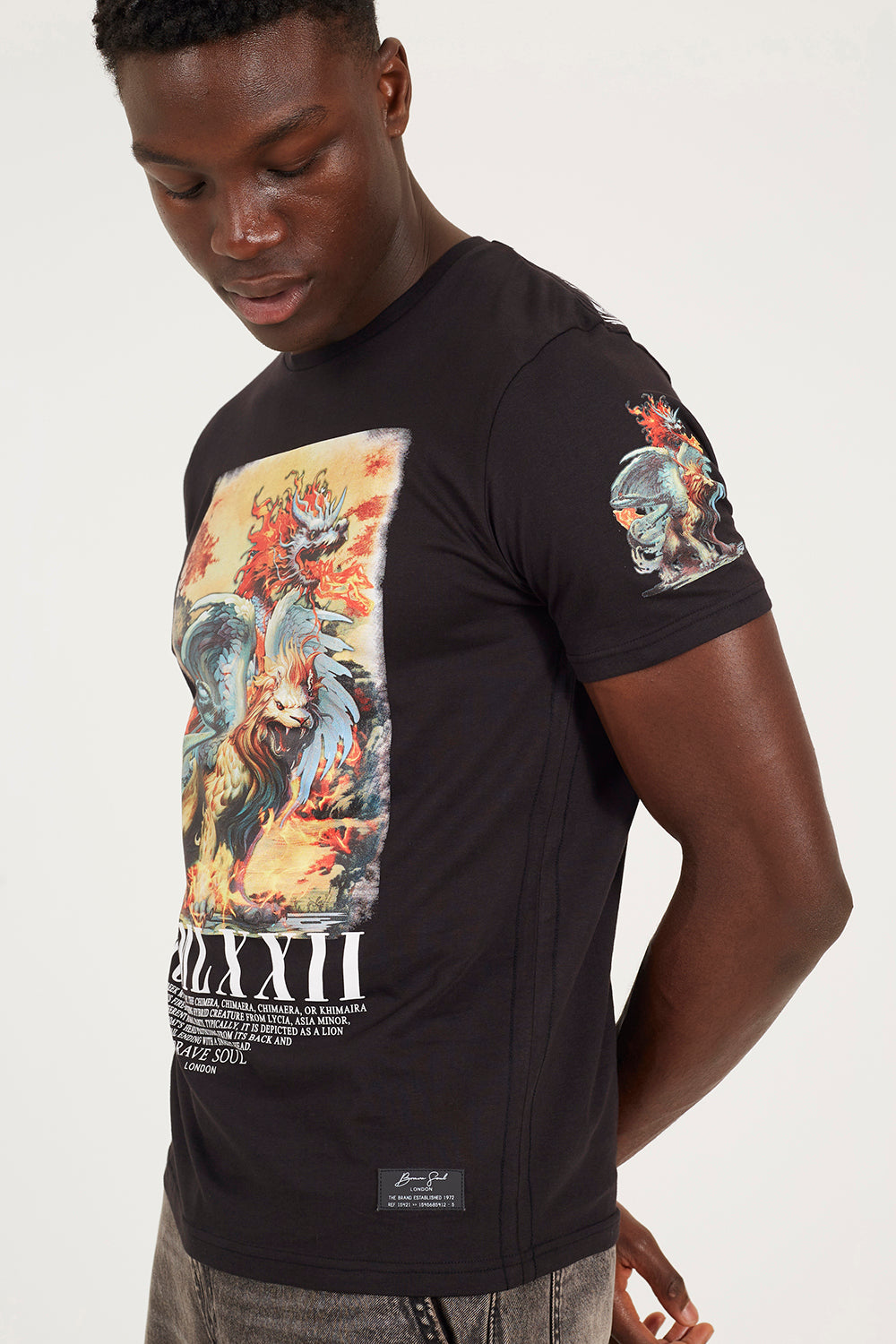 Brave Soul Black Cotton Crew Neck Graphic T-Shirt - Black Image 4