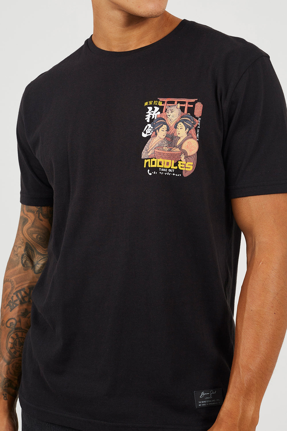 Brave Soul Black Cotton Crew Neck Graphic T-Shirt - Black Image 4