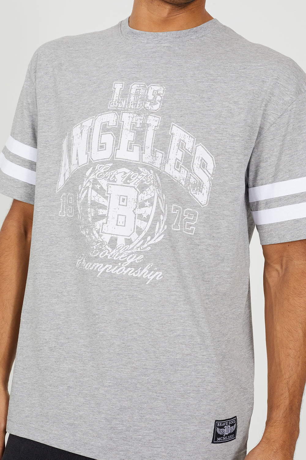 Brave Soul Light Grey Cotton Jersey Graphic T-Shirt - Light Grey Image 4