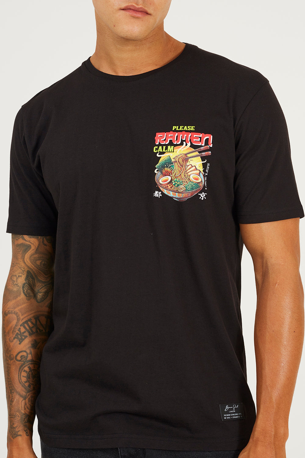 Brave Soul Black Cotton Jersey Graphic T-Shirt - Black Image 4