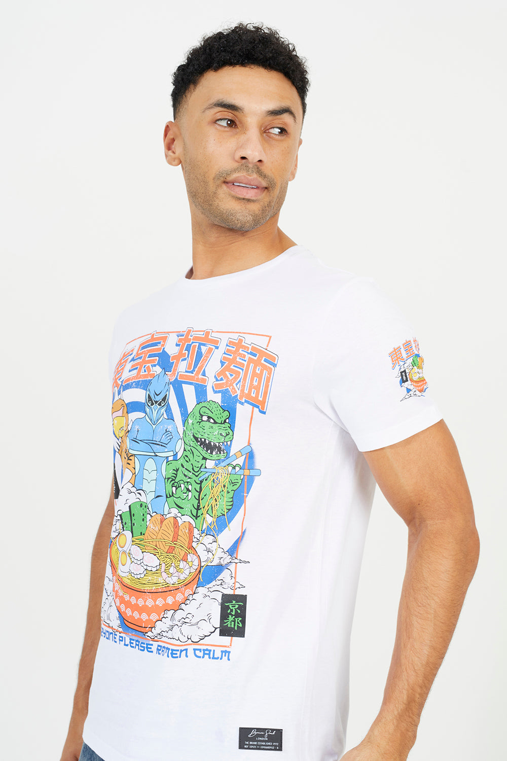Brave Soul White Cotton Graphic Print Short Sleeve T-Shirt - White Image 4