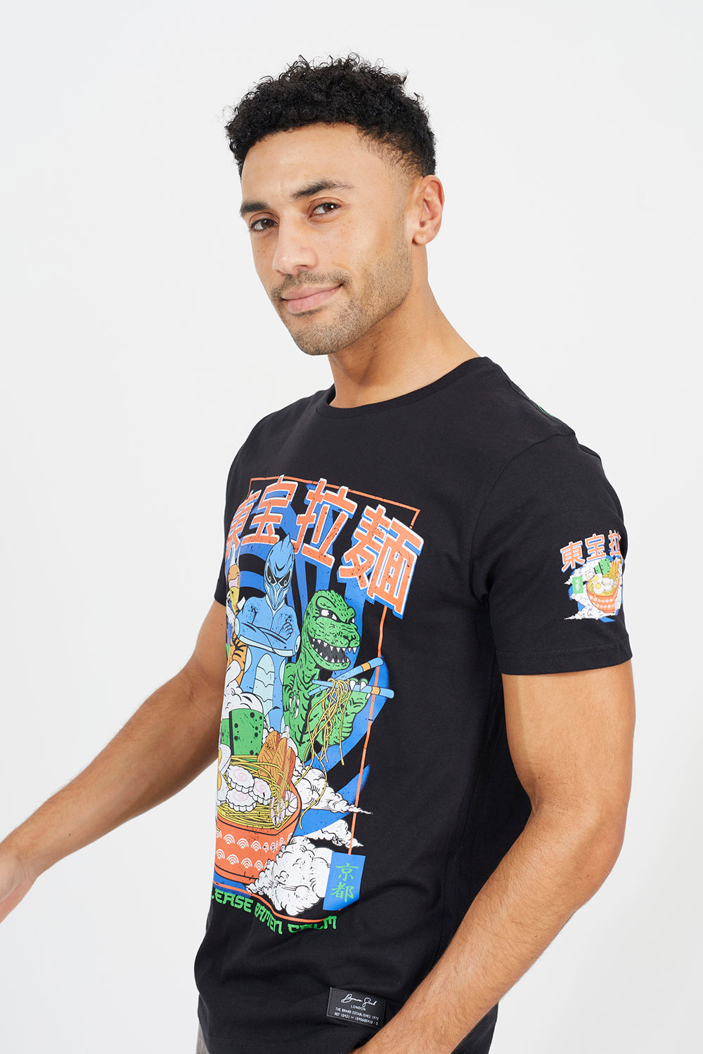 Brave Soul Black Cotton Graphic Print Short Sleeve T-Shirt - Black Image 4