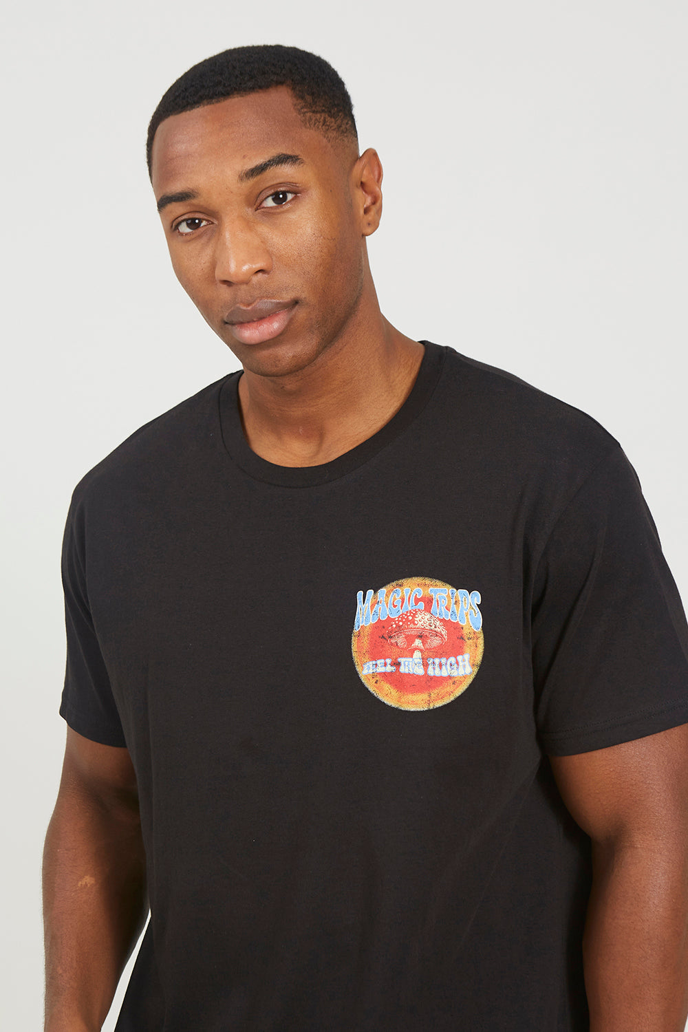 Brave Soul Black Cotton Crew Neck Oversized Graphic T-Shirt - Black Image 4