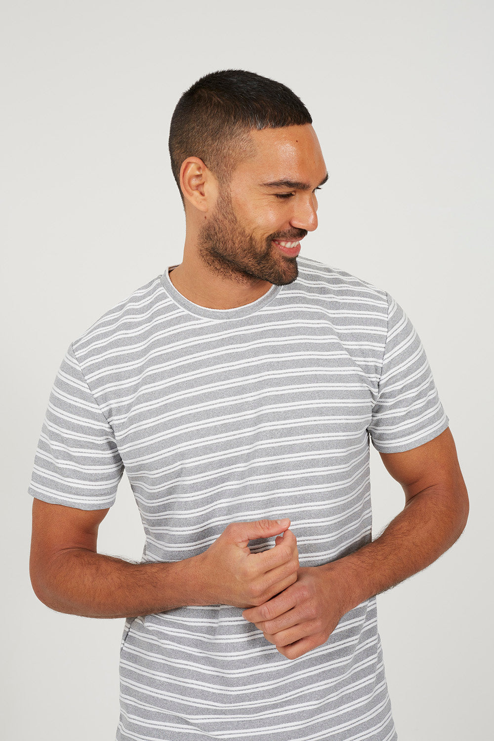 Brave Soul White Crew Neck Stripe T-Shirt - White Image 4