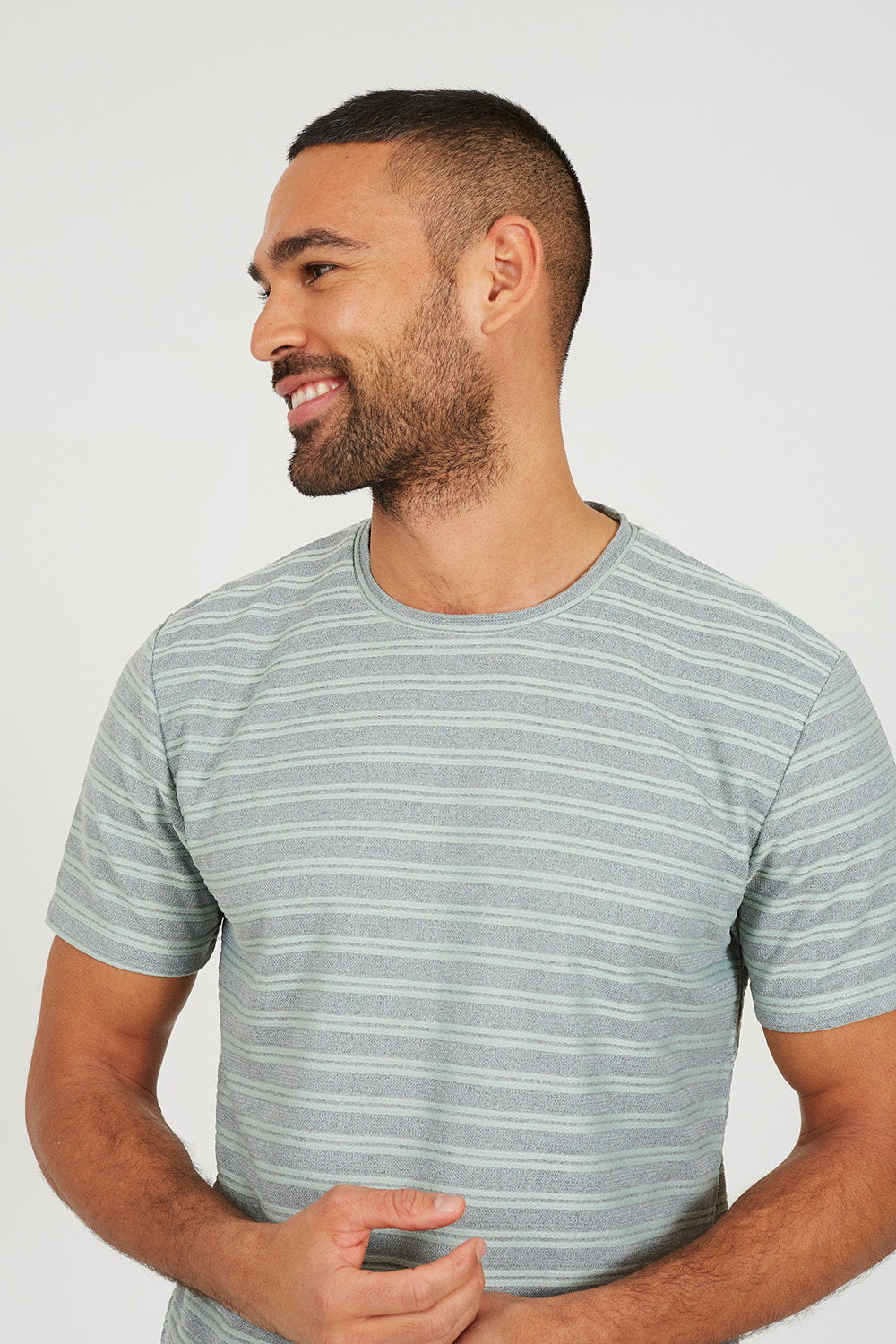 Brave Soul Green Crew Neck Stripe T-Shirt - Green Image 4