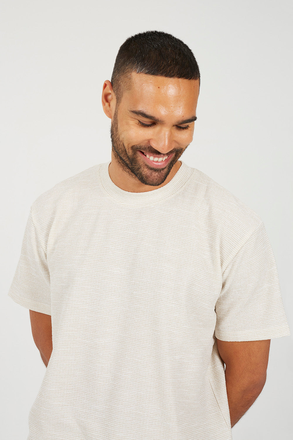 Brave Soul Stone Oversized Mock Neck T-Shirt - Stone Image 4