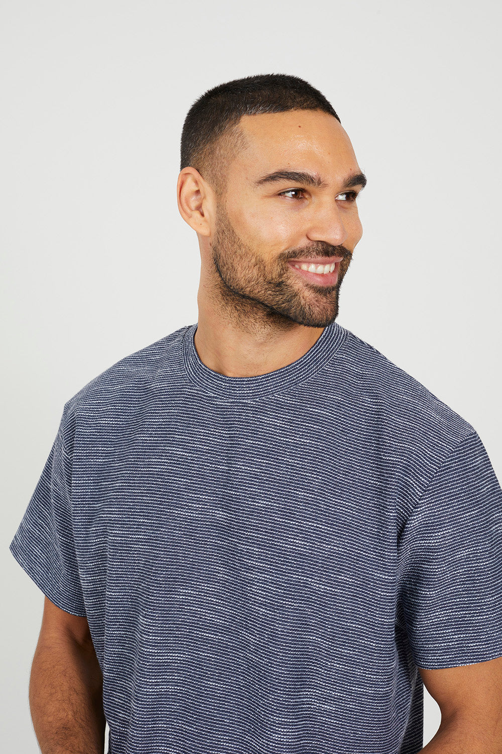 Brave Soul Navy Oversized Mock Neck T-Shirt - Navy Image 4