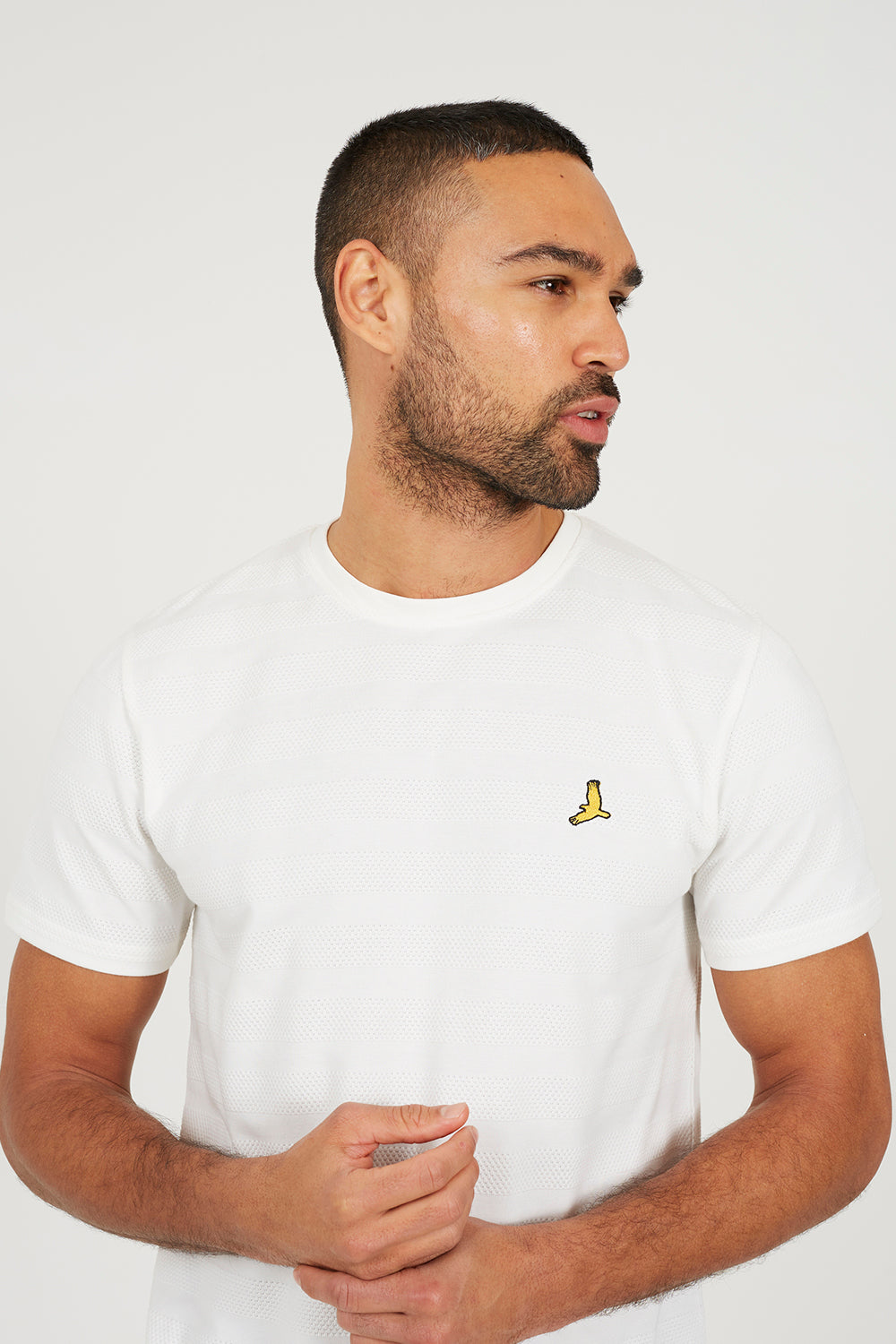 Brave Soul Off White Crew Neck Embroidered Badge T-Shirt - Off White Image 4
