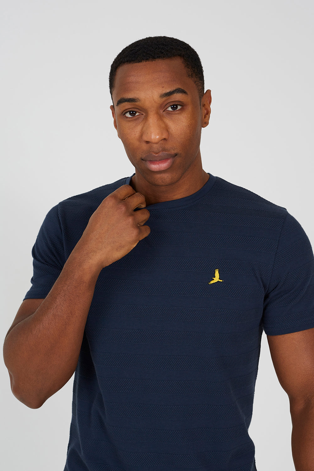 Brave Soul Navy Crew Neck Embroidered Badge T-Shirt - Navy Image 4