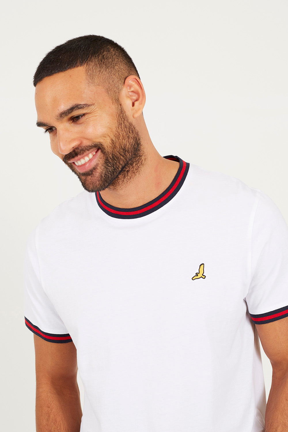 Brave Soul White Contrast Tipping Detail T-Shirt - White Image 4