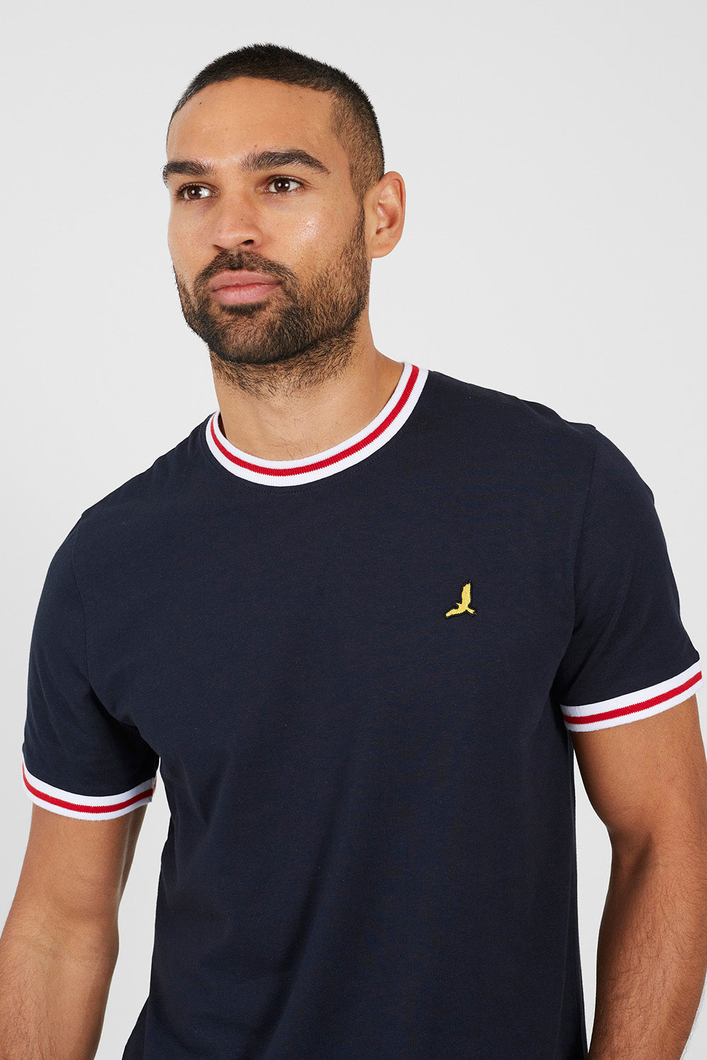 Brave Soul Navy Contrast Tipping Detail T-Shirt - Navy Image 4