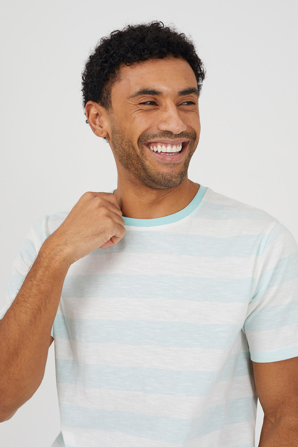 Brave Soul Mint Contrast Crew Neck Stripe T-Shirt - Mint Image 4