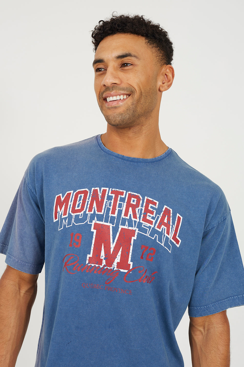 Brave Soul Blue Acid Wash Relaxed Fit T-Shirt - Blue Image 4