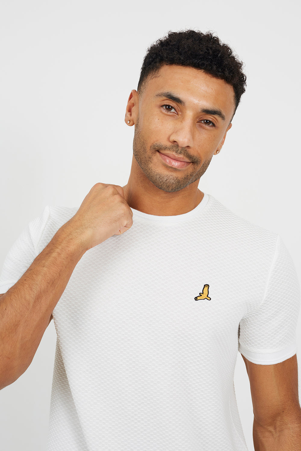 Brave Soul Cream Embroidered Crew Neck T-Shirt - Cream Image 4