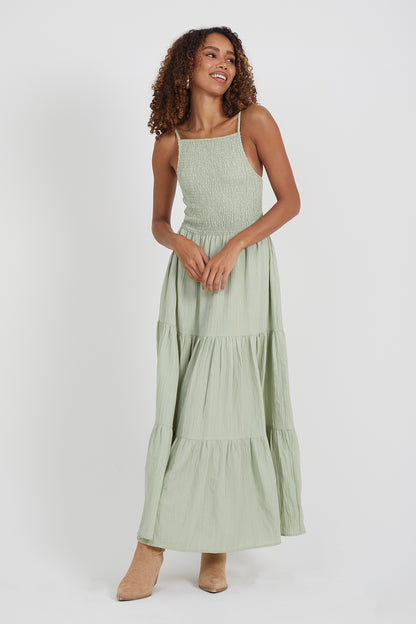 Brave Soul Pale Green Tiered Maxi Dress - Pale Green Image 1