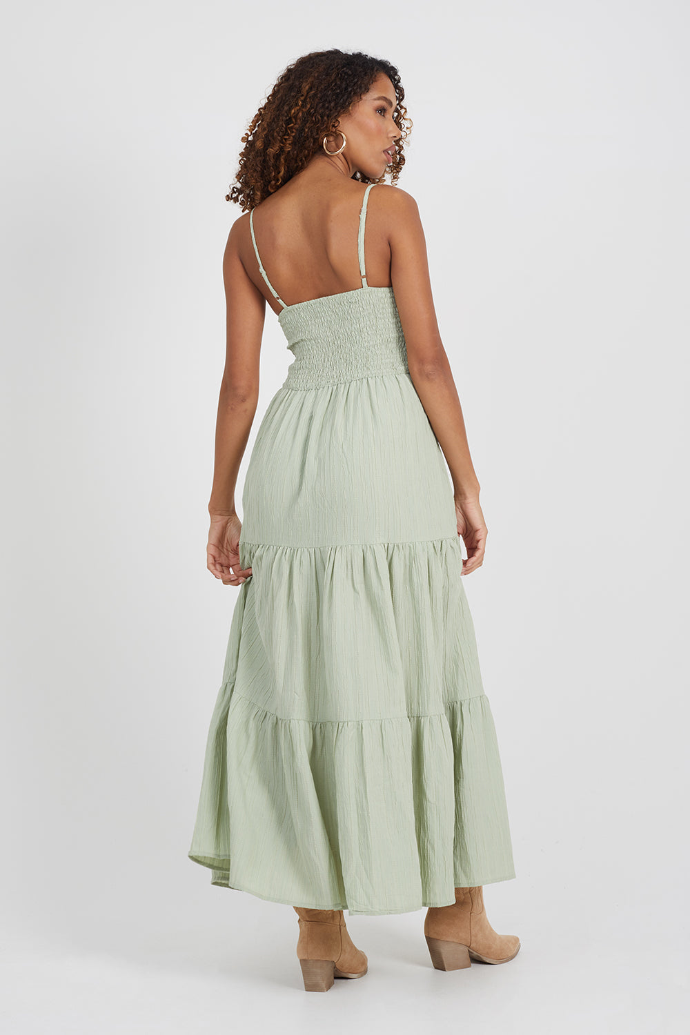Brave Soul Pale Green Tiered Maxi Dress - Pale Green Image 2