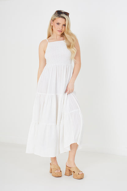 Brave Soul White Tiered Maxi Dress - White Image 1