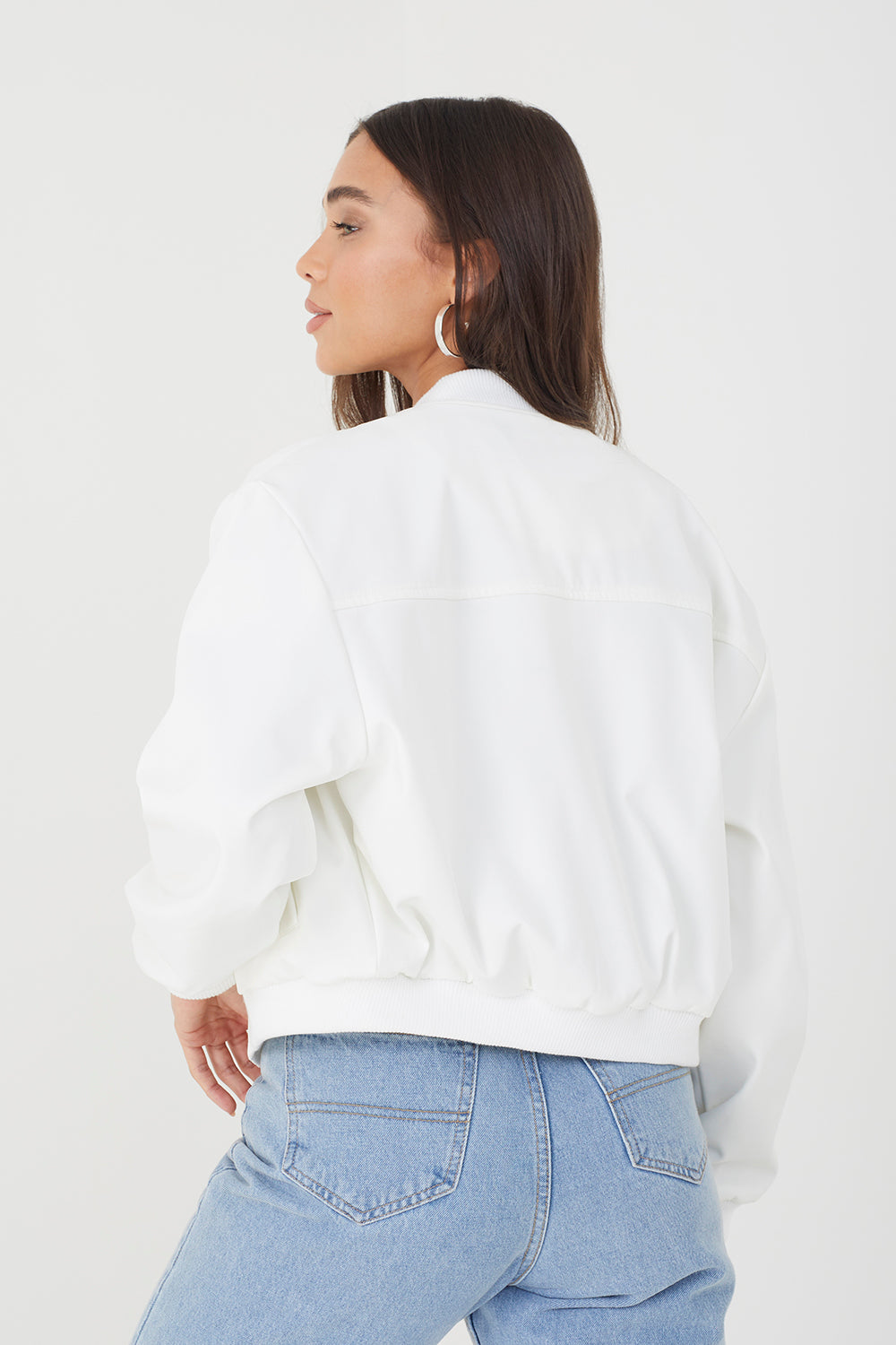 Brave Soul Cream Bonded Bomber Jacket - Cream Image 2