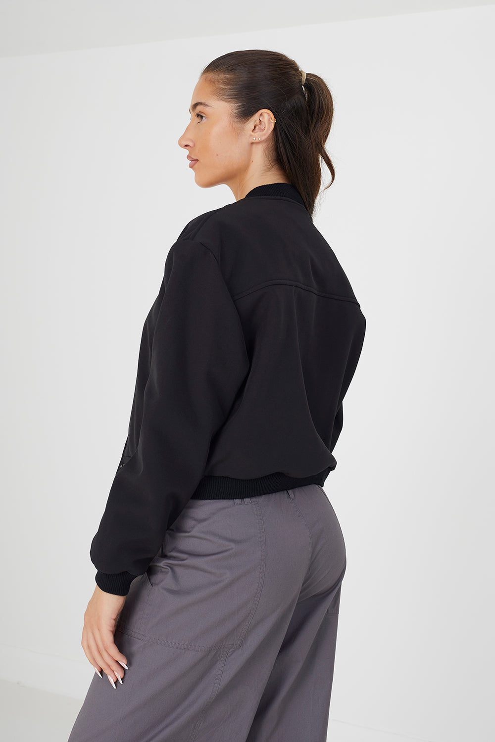 Brave Soul Black Bonded Bomber Jacket - Black Image 2
