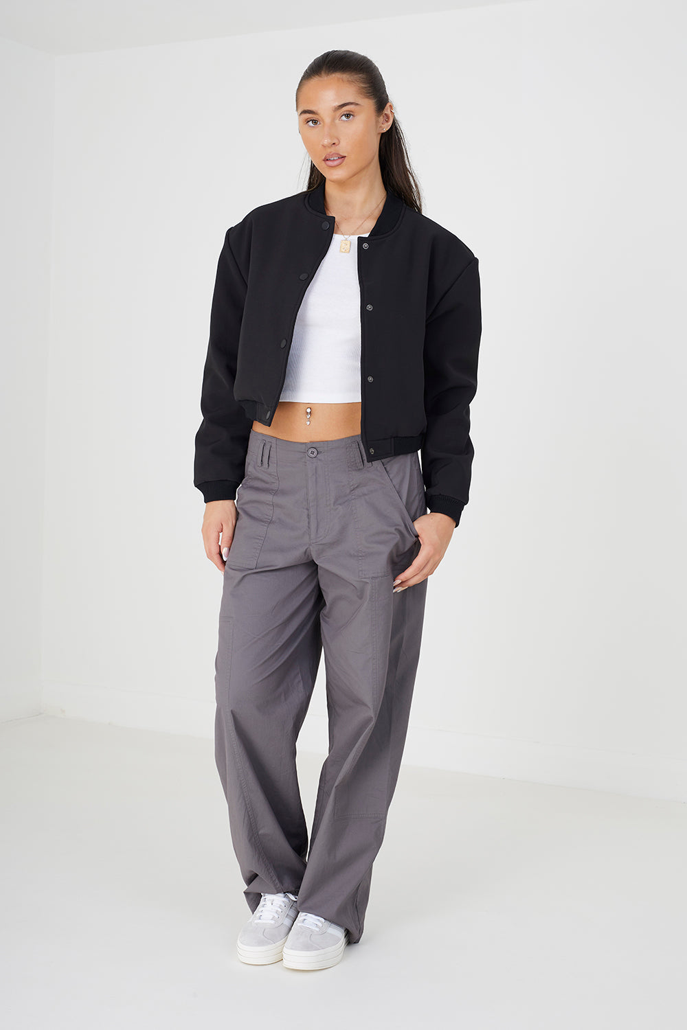 Brave Soul Black Bonded Bomber Jacket - Black Image 3