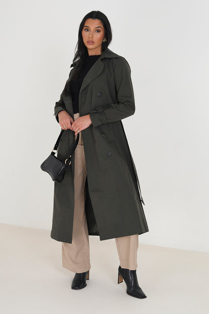 Brave Soul Brown Double-Breasted Longline Trench Coat  - Brown Image 1