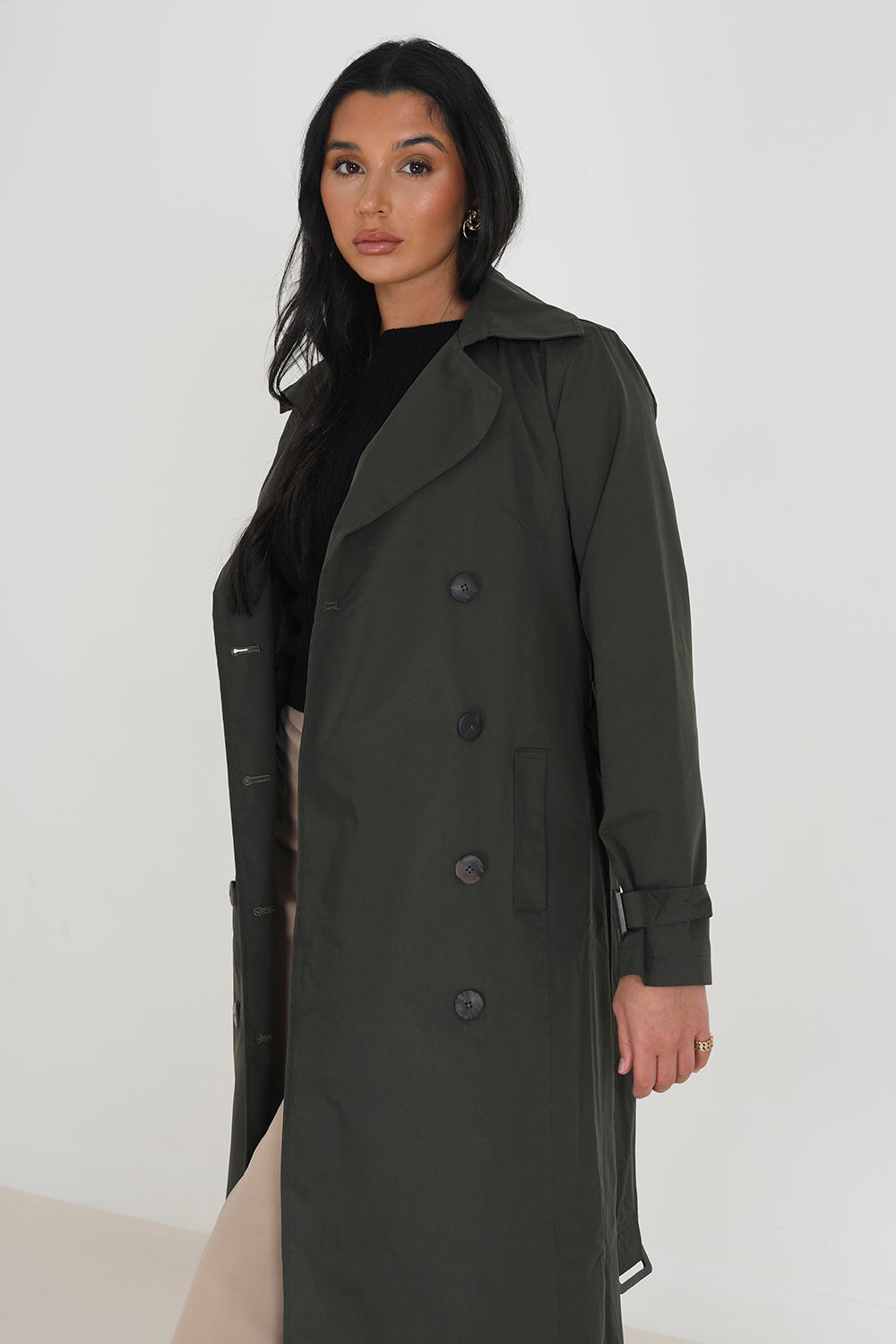 Brave Soul Brown Double-Breasted Longline Trench Coat  - Brown Image 2