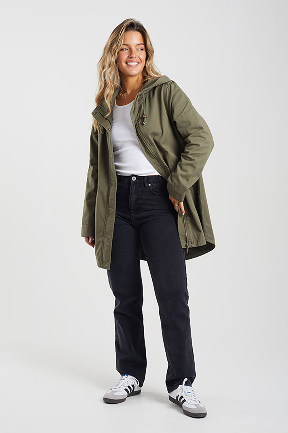 Brave Soul Khaki Cotton Twill Unlined Parka Jacket - Khaki Image 3